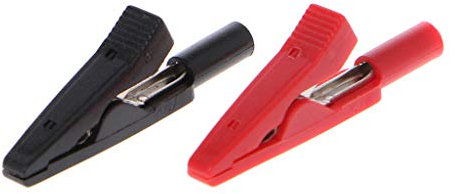 Lot de 2 adaptateurs femelles isolés avec pince crocodile 2 mm Noir/rouge
