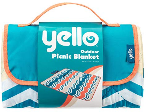 Yello BGG1719 Faltbare Picknickdecke, Zickzack-Design, Stranddecke, Pastell