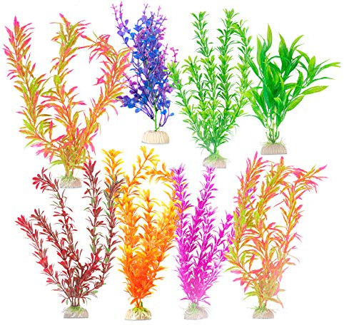 Aquatic Planet 8 PACK Large Artificial Fake Plastic Aquarium Plants Fish Tank Decoration Decor Ornament