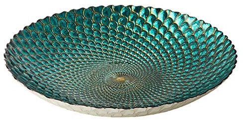 Anton Studio Designs - Peacock Bowl - Diameter 41 cm - Decorative Glass Bowl for Home and Holiday Decoration