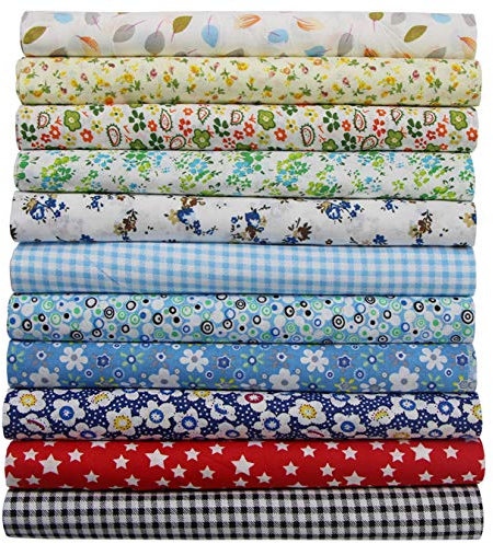 aufodara 11 Stück Baumwollstoff meterware Stoffpaket 50 x 50cm Patchwork Stoffe zum Nähen, Reiner Baumwolle Stoff, Quilten Basteln Handwerk Gewebe, Quadrate Baumwolltuch (bunt C)
