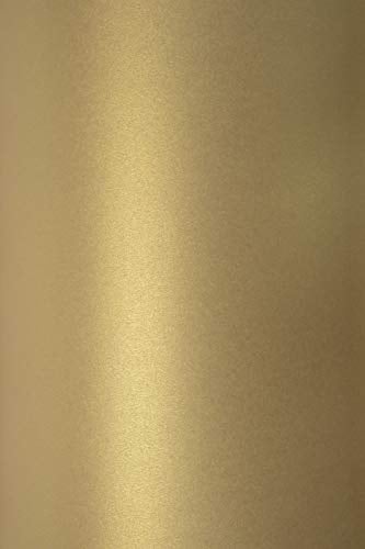 Netuno 100x Goldpapier Hellgold A5 14,8x21 cm doppelseitig glänzend | 125g Sirio Pearl Gold · eleganter Metallic-Effekt, bedruckbar für Taufe, Geburtstag & Jubiläum