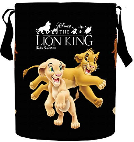Kuber Industries Disney Wäschesack/Mülleimer, wasserfestes Canvas-Material und 3D-Druck von Disney, König der Löwen, Spielzeugaufbewahrung und Stoff-Organizer mit Deckel und Griffen, Größe 37 x 37 x