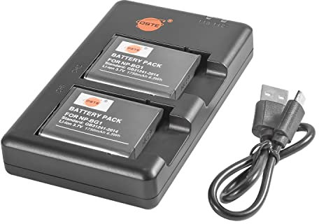 NP-BG1 Lot de 2 Batteries de Rechange Rechargeables et Chargeur Double Compatible avec Sony NP-FG1 DSC-HX5V DSC-HX7V DSC-HX9V DSC-HX10V DSC-HX20V DSC-HX30V Caméra W et Plus Encore
