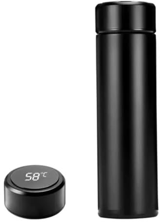 ZBQLKM Bouteille d'eau Intelligente, 350 mL en Acier Inoxydable, 6 Heures de Chaud/Froid, Résistant à la Rouille, Bouteille Isotherme Noire