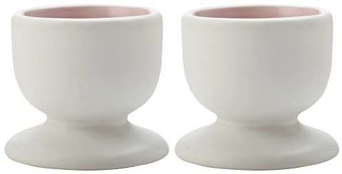 WESTCRAFT Tint Eierbecher aus Porzellan, außen weiß, innen mit einem Farbhighlight, Zeitlose Tafelwelten Maxwell & Williams (2er-Set-Rosa), 5 cm