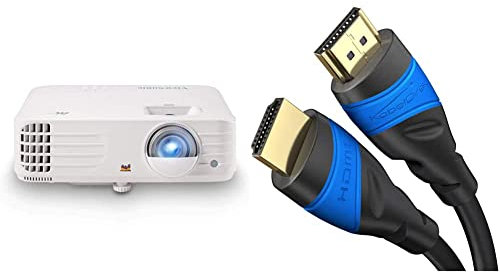 Viewsonic PX701-4K UHD Heimkino DLP Beamer (4K, 3.200 ANSI Lumen, 2x HDMI, 10 Watt, 1.1x optischer Zoom, HDR) Weiß & KabelDirekt – 10 m – 4K HDMI-Kabel (4K@60 Hz, kompatibel mit HDMI 2.0/1.4, schwarz)