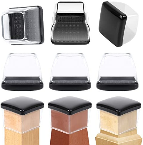 RCHYFEED 35-45mm Protecteurs de Tapis en Silicone avec Téflon, 24 Embouts pour Pieds de Chaise en Caoutchouc, Élastique Protection Pied de Chaise Transparent, Couvre-jambes de Meuble, Patins en Téflon