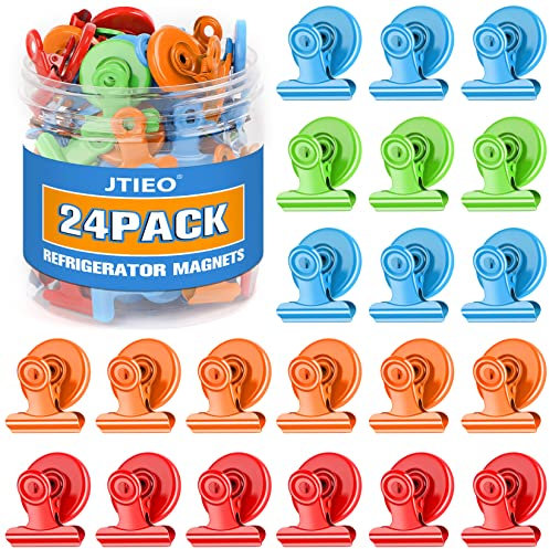 24 Pack Magnetic Clips Fridge Magnets Whiteboard Magnets Clips, Magnet Clips for Teacher Supplies, Colorful Clips Magnets Refrigerator Magnets for Photo Displays Memo Note