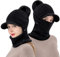 TAGVO Wintermütze Damen Schal Set, Winter warme Mütze Schal Set für Damen und Herren, Winter Warm Strickmütze&Halswärmer-Sets, Flexible Strickmütze mit Haarball für Frauen für Outdoor-Sportarten