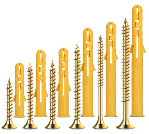 SOL 90pk Assorted Wall Plugs and Screw Set - 30/40/60/80mm Wall Plugs with M6/M8/M10 Screws - Masonry Screw and Wall Plug Kit for DIY and Home Repairs