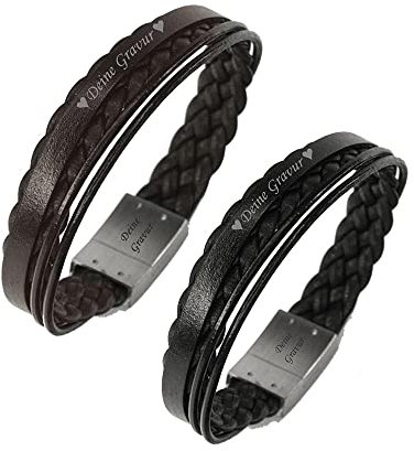 Personalisierte Partner Armbänder mit Gravur Pärchen Armband mit Namen Datum Geschenk für Ihn und Sie Jahrestag Valentinstag Geburtstag Glücksbringer