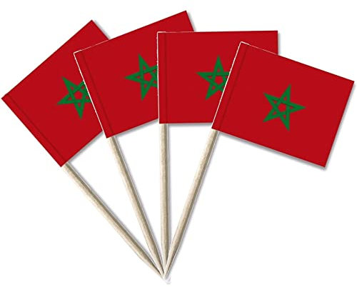 50 Stück * Flaggenpicker + Zahnstocher * für Party und Länderparty | Flag Picks Deko Dekoration Partydeko Fahne Flaggen Länder, Edition: Marokko