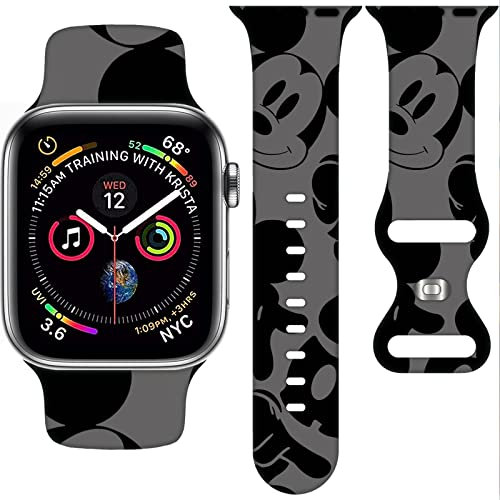 Cartoon-Armband, kompatibel mit Apple Watch, 38 mm/40 mm/41 mm/42 mm/44 mm/45 mm/46 mm, niedliches Ersatzarmband für Apple Watch Serie 10, 9, 8, 7, 6, 5, 4, 3, SE2, Silikon-iWatch-Band für Damen und