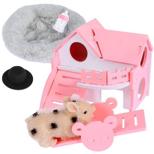 Txkrhwa 4.7Inches Silicone Pig Doll Toy, Mini Soft Realistic Silicone Pig Doll with Accessories Cute Miniature Reborn Silicone Pig Interesting Full Silicone Body Piggy Toys for Kids