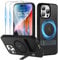 Niunisi Magnetic Case for iPhone 15 Pro Max Case with Stand, Slim Kickstand with Screen Protector Compatible with Magsafe Shockproof Translucent Matte Cases Phone Case Cover 6.7-Inch (2023), Black