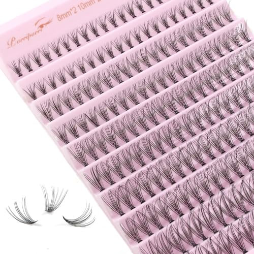Parriparri Faux cil Individuels 200 Pièces 0,07 mm D Curl Extensions Naturelles DIY Cluster Lashes 8-16 mm Pour Usage Personnel à la Maison