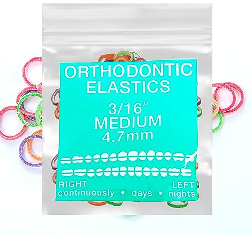 Neon Latex 100 counts Intraoral Elastic Bands Orthodontic Elastics Dental Rubber Bands Made in US Medium 3/16'', Neon Latex
