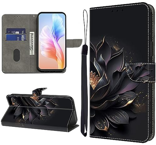 KEDBBAO Handyhülle für Samsung Galaxy A52 5G/4G/A52S Hülle Muster Klapphülle für Galaxy A52 Leder Tasche Case Flip Magnet Motive Wallet Schutzhülle für Samsung A52S Hüllen, Violetter Lotus