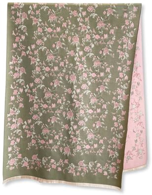 LumiSyne Invernale Sciarpa Scialle In Cashmere Per Donna Double-Face Bicolore Romantico Motivo Floreale Di Rose Reversibile Sciarpa Con Nappa Grande Pashmina Lungo Sciarpa Da Collo Calda Wrap Stole