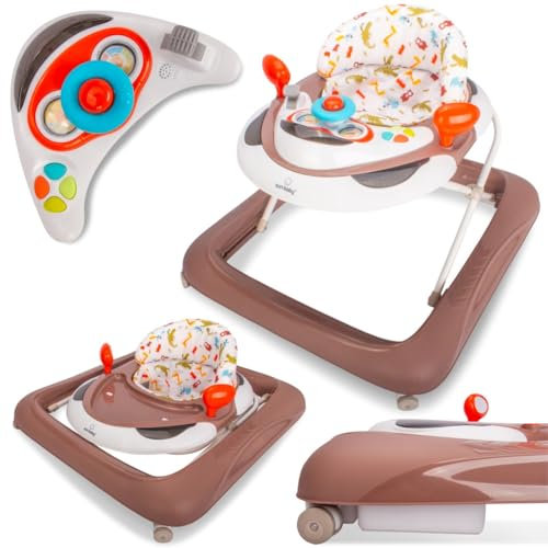 Kinderfahrzeug Lernrad Lauflernhilfe Spielcenter Gehfrei Gehhilfe Baby Walker Babyschaukel (Braun)