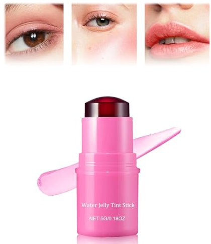 Milk Cooling Water Jelly Tint, 2024 New 2 in 1 Milk Jelly Blush, Milk Jelly Tint, Water Jelly Tint Stick, Long-lasting Sheer Lip & Cheek Stain - Buildable Watercolor Finish (Rose Pink, 5g)