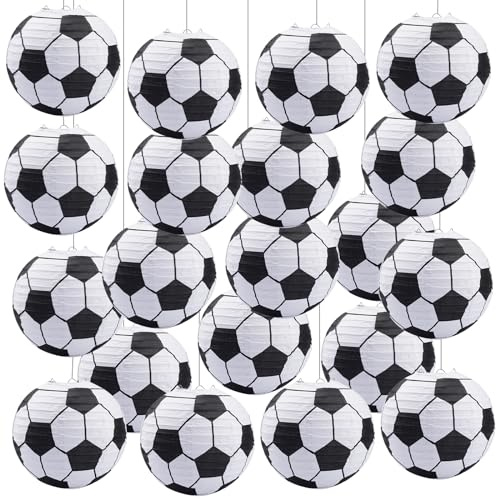20 Stück Fußball-Laternen zum Aufhängen, Partyzubehör, Fußball-Laternen, 20,3 cm, Dekoration, Papierlaternen für Fußballparade, Thema, Geburtstag, Copa, Amerika, Party, Tafelaufsatz, Barspiel