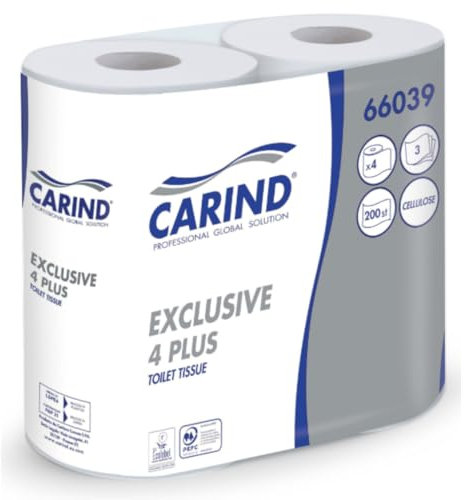 Carta Igienica Carind Exclusive 3 Veli 200 Strappi 4 Rotoli