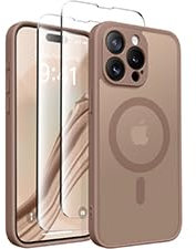 CAPRARO Magnetic for iPhone 15 pro Case, [Compatible with MagSafe] [Full Camera Protection] Shockproof Protective Slim Translucent Matte Phone Case iPhone 15 pro Case,Brown