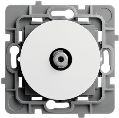 DEBFLEX - Casual Evo - Prise Type F 2400 MHz - Prise Coaxiale Pour Connexion Antenne ou Parabole - ABS - Installation Encastrée - Blanche - 74 x 74 x 36 mm
