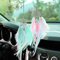 RYGRZJ Mini-Traumfänger, Auto-Innenspiegel, Hängedekoration, Feder-Traumfänger, Boho-Hängeornamente, Kristall-Charm-Anhänger, Zubehör, Geschenk für Mädchen (Macaron)