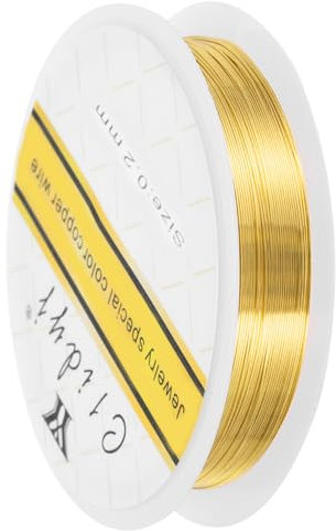 sourcing map 0.2mm/30 Gauge Copper Wire for Jewelry Making, 1 Roll Craft Tarnish Resistant Beading Wire for Jewelry Making Supplies DIY (Gold)