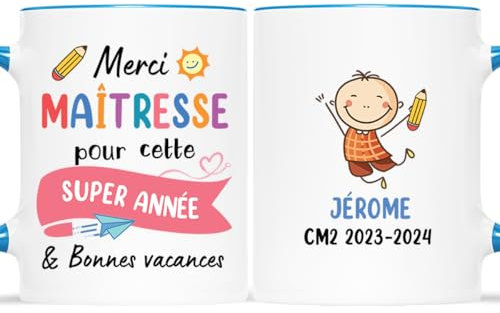 CADEAU PLUS Mug Personnalisé - Merci Maîtresse Pour Cette Super Année - Fin d'Année
