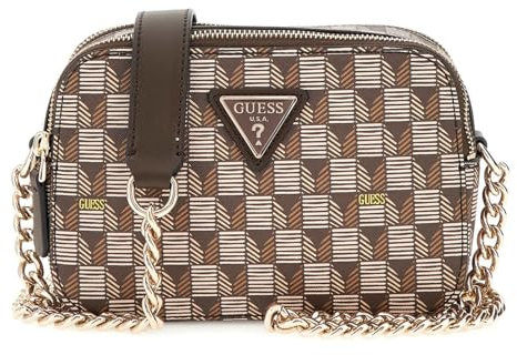 GUESS Damen G Wave Camera Crossbody Umhängetasche, Braunes Logo