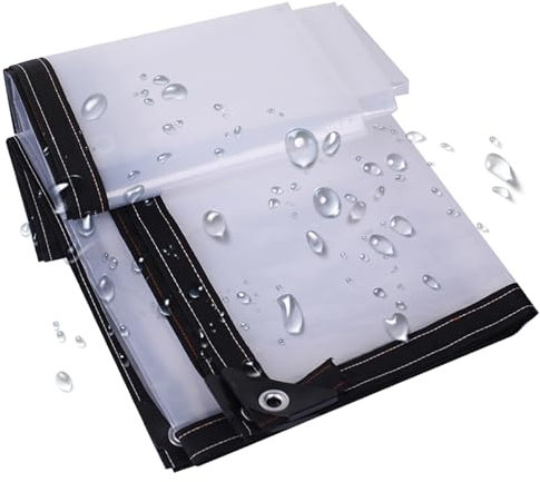 Telone trasparente resistente, 4 x 10 m, con occhielli, copertura antipioggia da giardino, telo impermeabile per mobili e pergolati