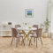 DEYARNA HOME Essgruppe 5-Teilig, 100cm Runder Esstisch und 4 Leinen-Esszimmerstühle, Esstisch und Stühle für 4 Personen, 4 Stühle & Tisch für Küche, Esszimmer und Wohnzimmer (Weiß/Gold+Braun)
