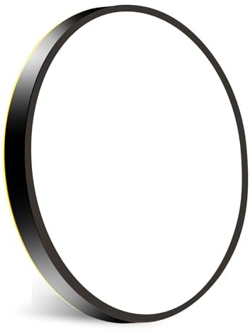 LED Deckenleuchte Flach Deckenlampe 3 Farben 2700/4000/6500K Ø30CM 30W 3000LM IP44 Lampe Decke Rund Modern Badezimmer Lampe Badlampe LED Deckenleuchte 1 Stück Schwarz mit 6.5W Nachtlicht Warm