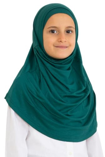 Prien Hijab Für Kinder, Türkisch Kopftuch Mädchen, Muslim Damen Schal, Viszid Tuch, Islam Kopftücher, Muslimische Frauen Khimar Abaya, Easy Kleidung, Tesettür Giyim (Smaragd)