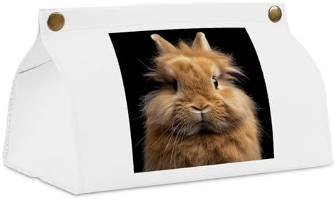 Taschentuchbox mit braunem Zwergkaninchen, langer Taschentuchhalter, dekorativer Leder-Serviettenspender, stilvolle Taschentuchboxen, Halter für Badezimmer, Büro, Auto, Nachttisch