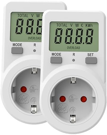 Awootsv Electricity Meter for Socket Power Meter Socket, Energy Cost Meter Awootsv, Power Consumption Meter KWH Watt stromzähler für steckdose strommessgerät steckdose(2 Pack)