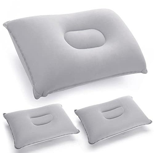 Aoreun Almohadas de Camping Hinchables, 3 Piezas Almohada de Viaje Inflable Almohada de Playa Hinchable Ultraligero Cojin de Viaje Hinchable Almohada para Inflar para Acampada, Senderismo