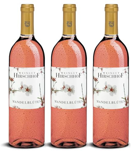 DELINAT – Hirschhof Mandelblüten Rosé 2023 – Deutscher Roséwein halbtrocken – Bio-Wein aus Rheinhessen, vegan (3 x 0,75l)