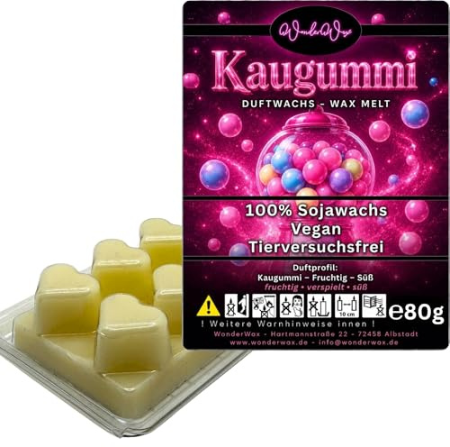 WonderWax® Duftriegel 6 x Duftwachs Herzen Weiß Kaugummi | Farbe: Weiß | Raumduft für Duftlampen, Wax Melt, Sojawachs, Indoor Duftöl Wachs schmelzen für Aromalampe