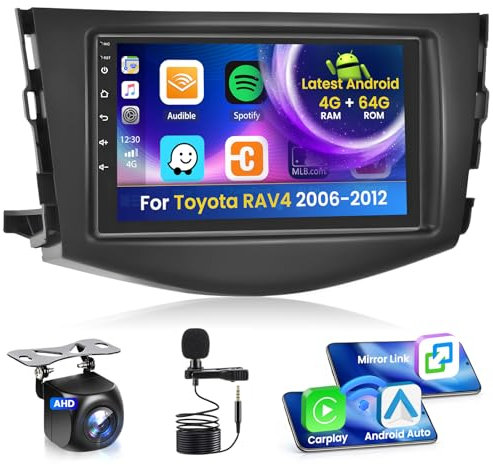 Inefala Android 15 Autoradio für Toyota RAV4 2006-2012 mit Wireless CarPlay Android Auto 4+64G, 7 Zoll Bildschirm Unterstützung DSP FM RDS GPS Bluetooth WiFi SWC AHD Rückfahrkamera