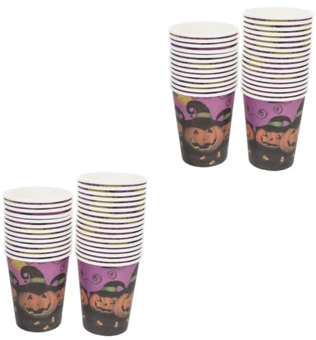 Beaupretty 2sets Halloween Theme Party Supplies Disposable Paper Cups Lids Mini Drinking Cups Party Tableware 30pcs*2