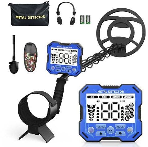 HIUYRFS Metal Detector, 5 modalità Metal Detector Professionale per adulti e bambini, lunghezza regolabile (113-114 cm), Metal Detector Set con bobina di ricerca impermeabile IP68
