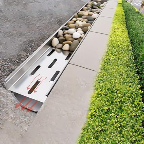 Entwässerungsrinne Regenrinne Französisches Drainage-Set Für Den Hinterhof Und Außenbereich, Unterirdisches Entwässerungssystem/U-förmige Metall-Rinnenrinne, Abflusskanal, Auffangbecken Mit Geschlitzt