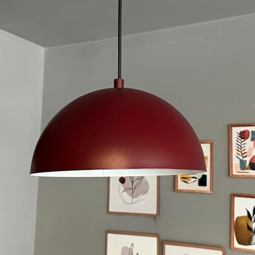 bamyum Yimpi Küchenlampe Hängend Vintage Ø26 cm, Lampenschirm Hängelampe Esstisch Wohnzimmer, Küchenlampe Hängend Burgenderrot, Hängelampe Küche, Wohnzimmer Pendelleuchte Vintage Industrial