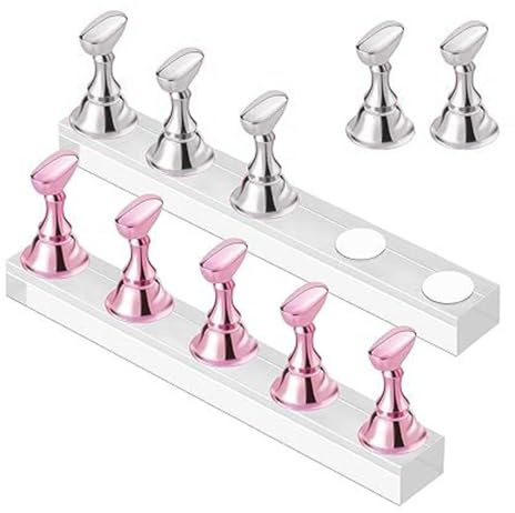 OUDQFCJ 2 Pcs Acryl Nägel Kunst Praxis Ständer Magnetische Nagelspitzen Halter Training Fingernagel Display Ständer für Nagelspitzen Übung Falschen Nagel Maniküre Werkzeug
