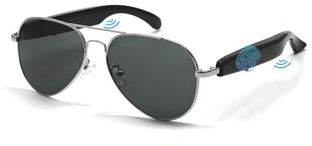 LONGLU Smart Glasses, AI Smart Glasses with Hyper MZT App - Real-Time 100+ Language Translation, Touch Photography, UV400 Protection & Bluetooth 5.4 (Gray)